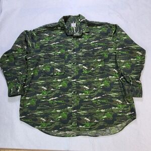 Levis Oversized Camo Button Up Shirt XL Green Tiger Stripe Utility Shirt